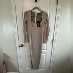 PrettyLittleThing Maternity Taupe Long Sleeve Dress